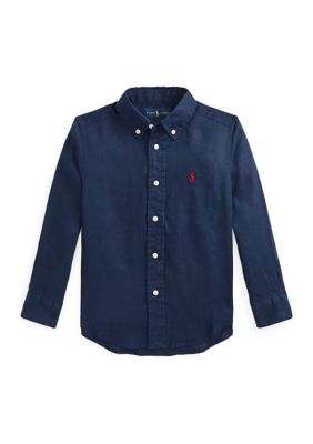Ralph Lauren Childrenswear Boys 2-7 Linen Shirt, Navy Blue