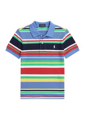 Ralph Lauren Childrenswear Boys 2-7 Striped Cotton Mesh Polo Shirt, Blue -  0196231600949