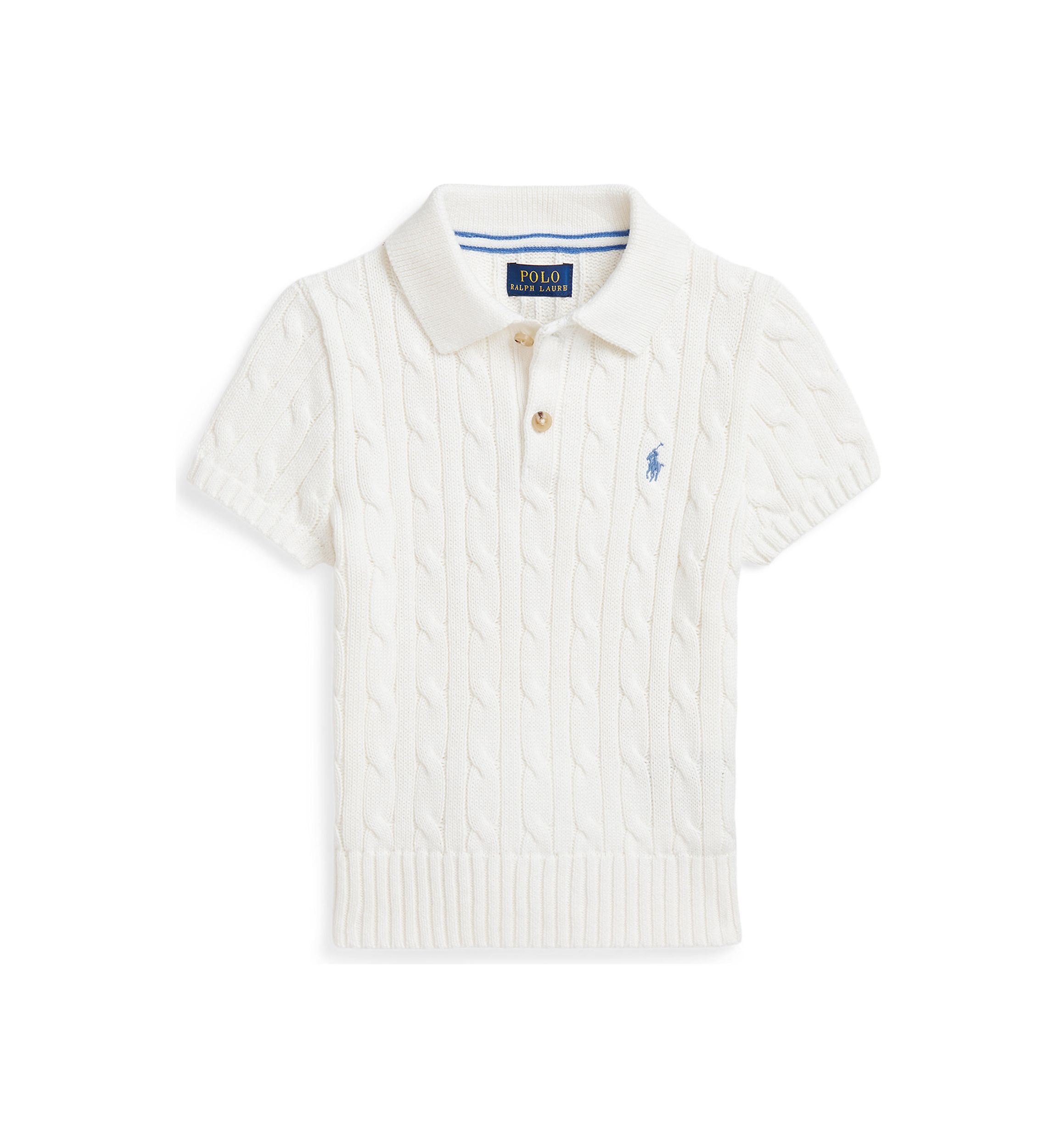 Boys 2-7 Cable-Knit Cotton Polo-Collar Sweater