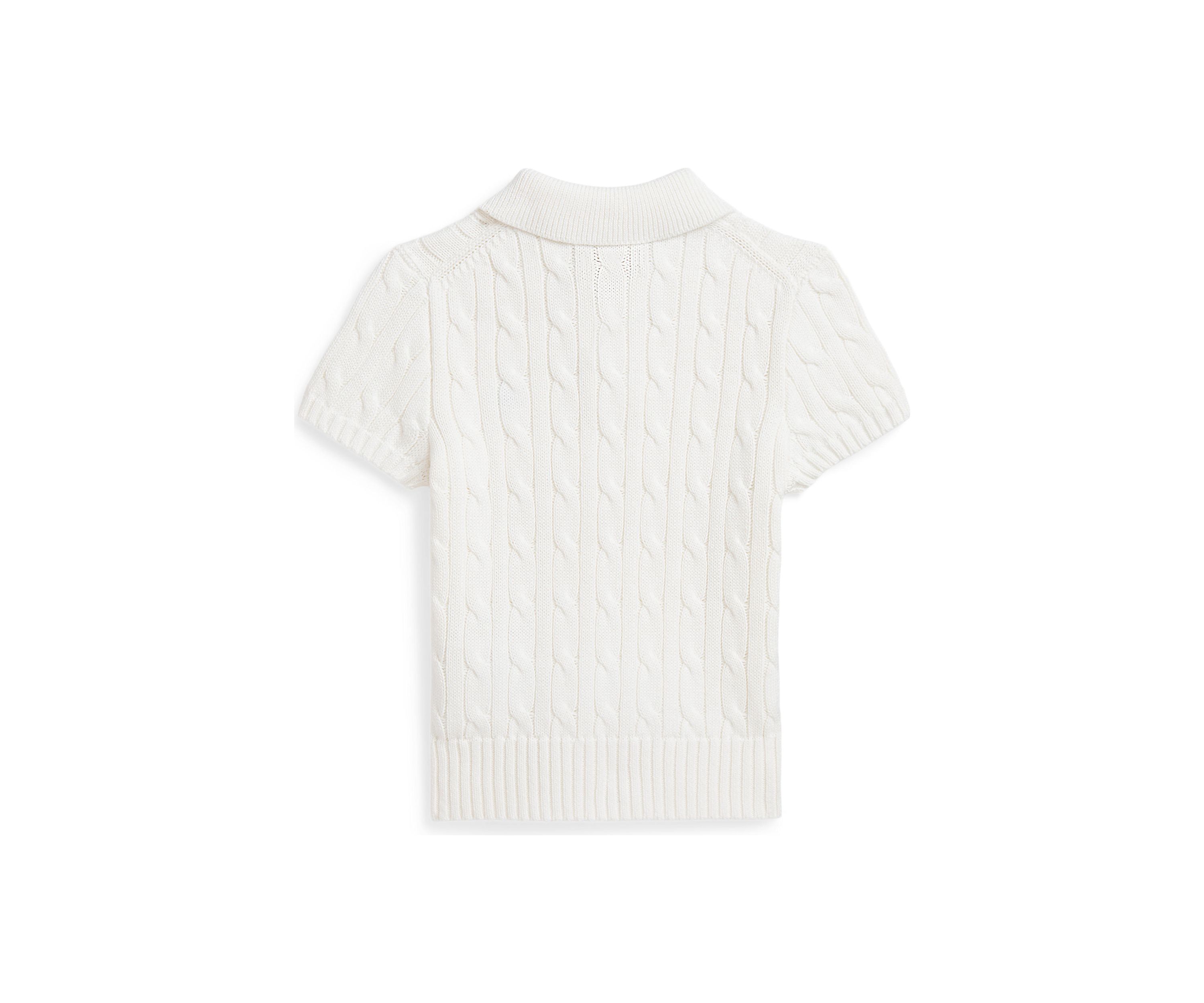 Boys 2-7 Cable-Knit Cotton Polo-Collar Sweater
