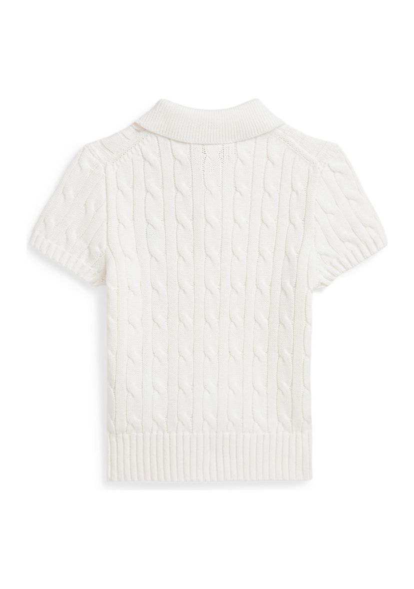 Boys 2-7 Cable-Knit Cotton Polo-Collar Sweater