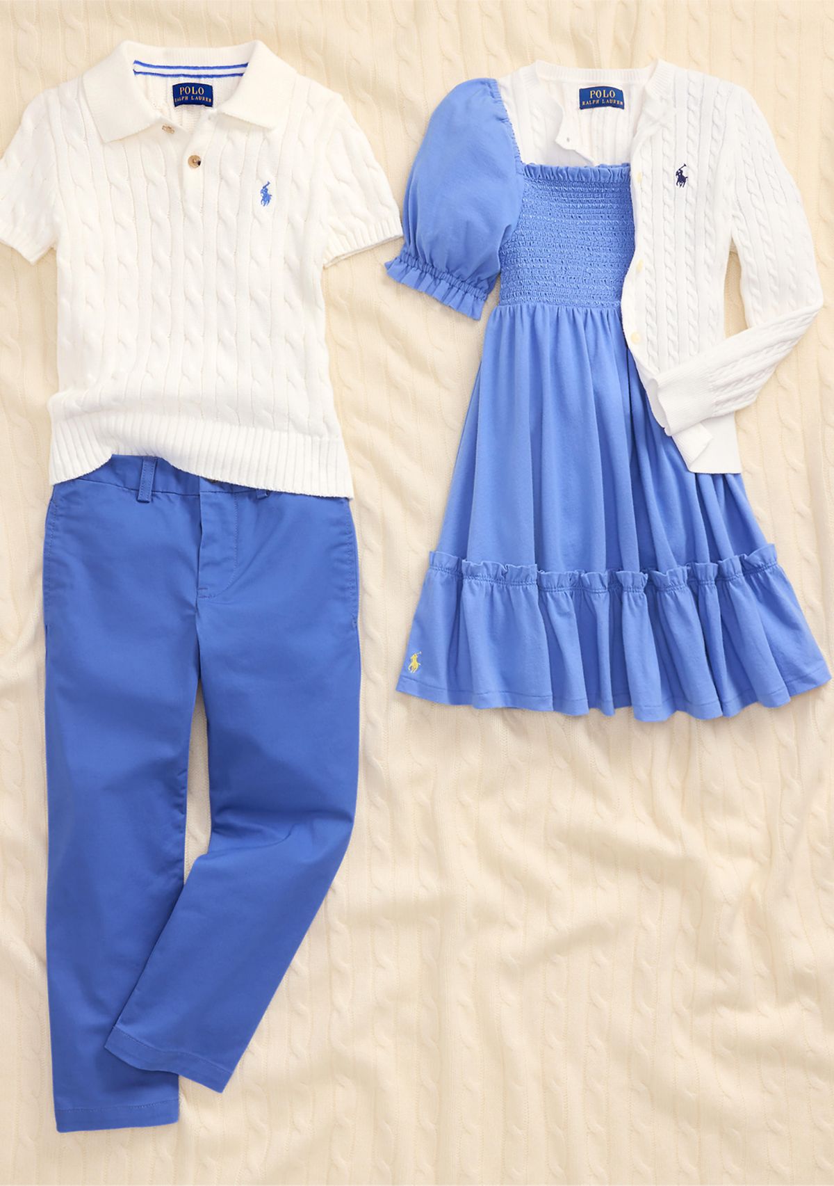 Boys 2-7 Cable-Knit Cotton Polo-Collar Sweater