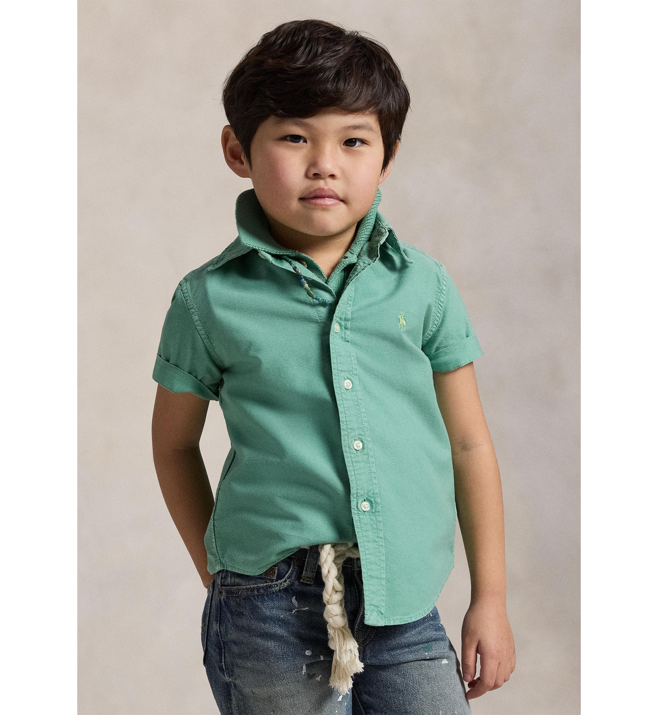 Boys 2-7 Cotton Oxford Short Sleeve Shirt