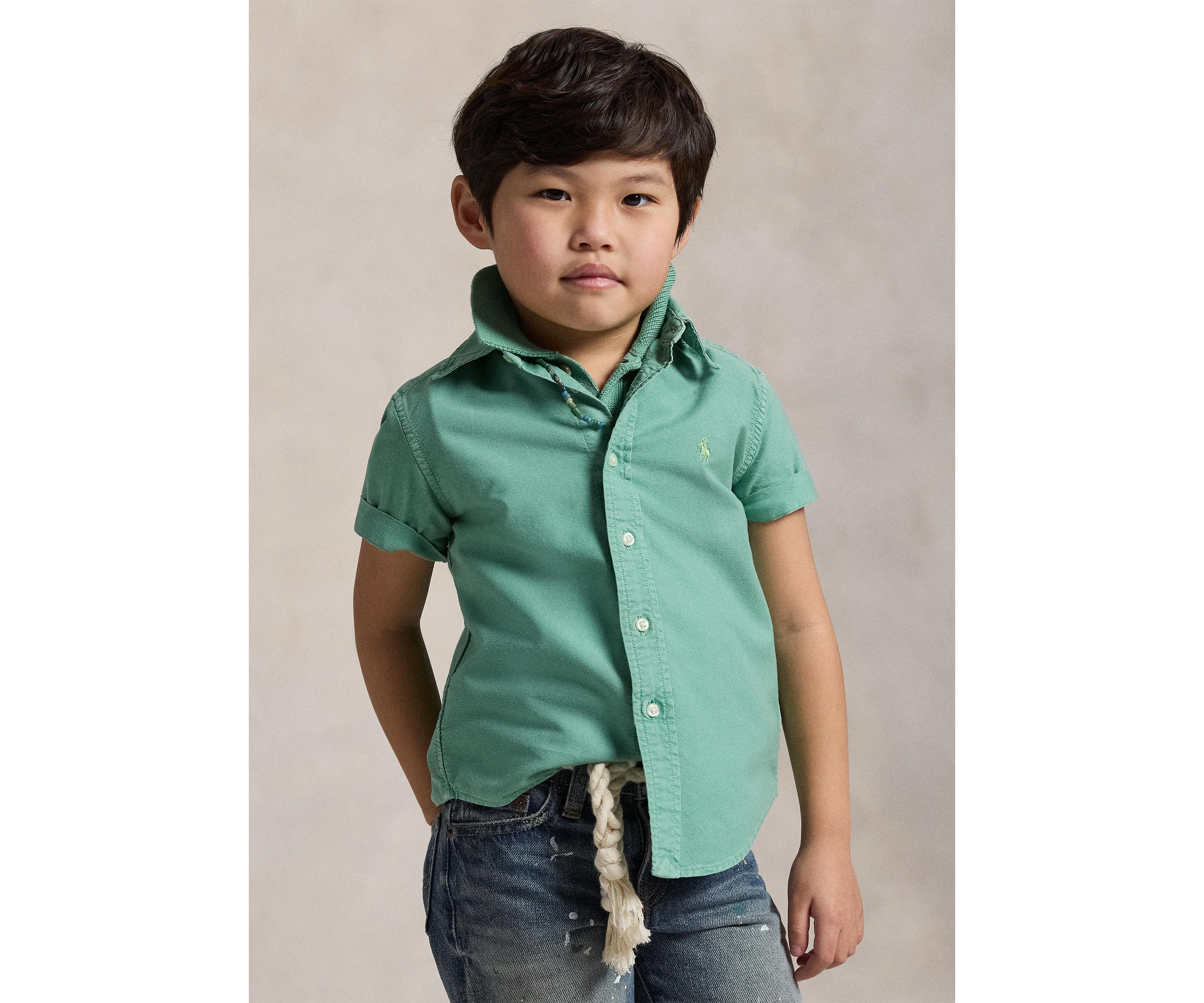 Boys 2-7 Cotton Oxford Short Sleeve Shirt