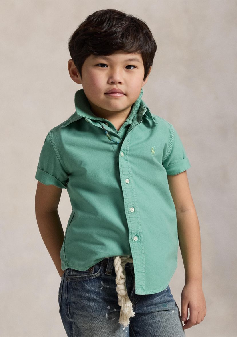 Boys 2-7 Cotton Oxford Short Sleeve Shirt