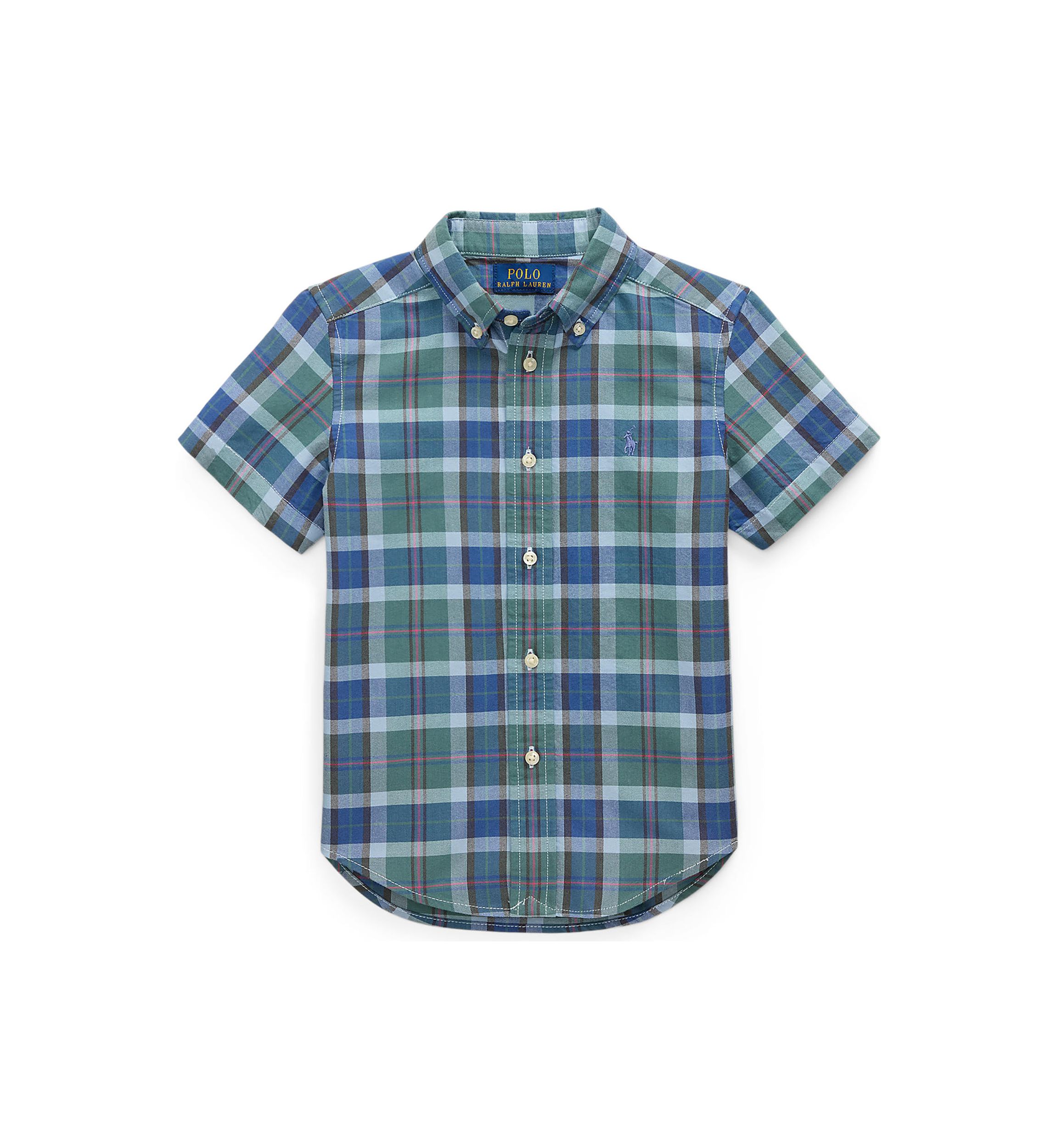 Boys 2-7 Plaid Cotton Oxford Short-Sleeve Shirt