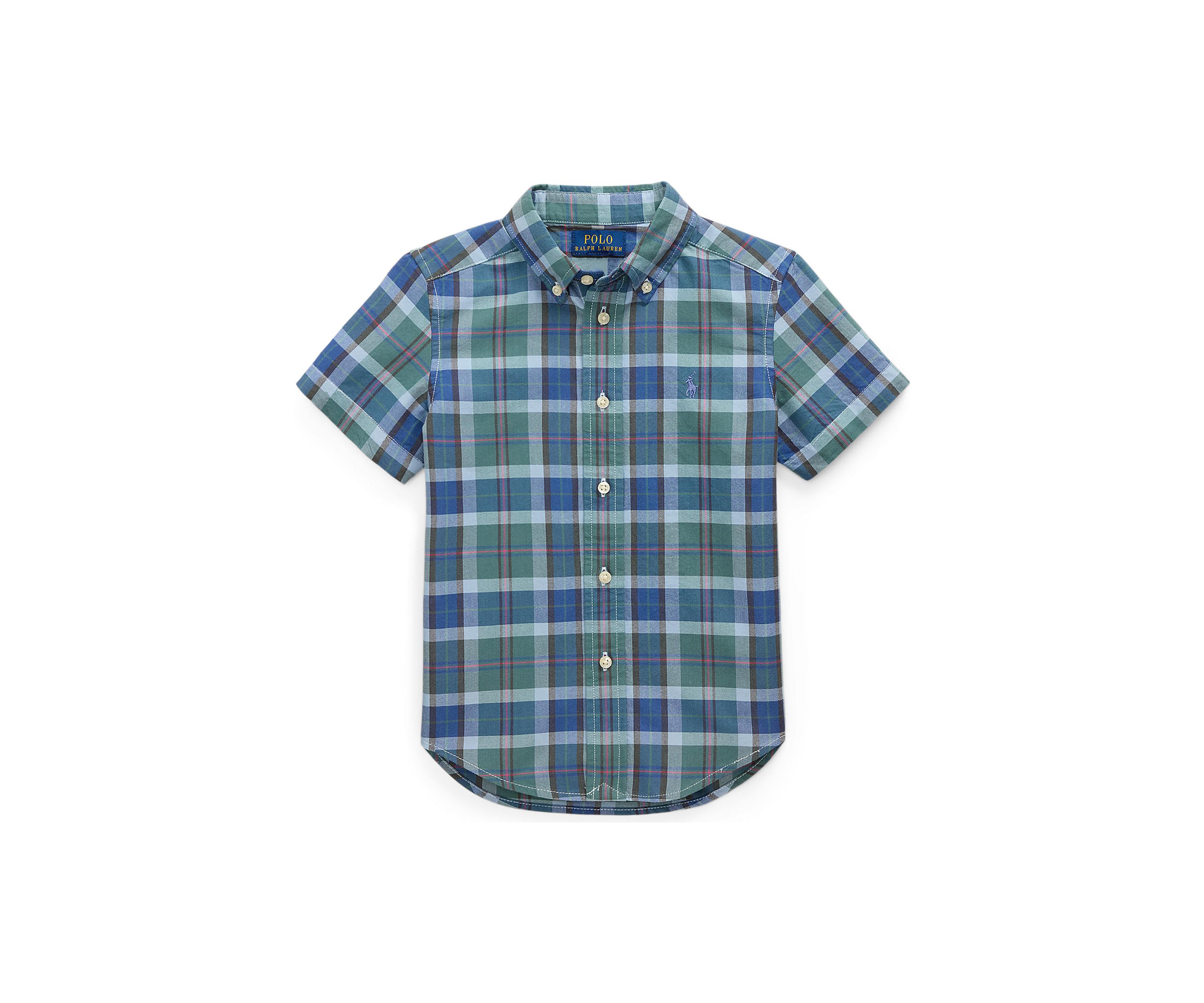 Boys 2-7 Plaid Cotton Oxford Short-Sleeve Shirt