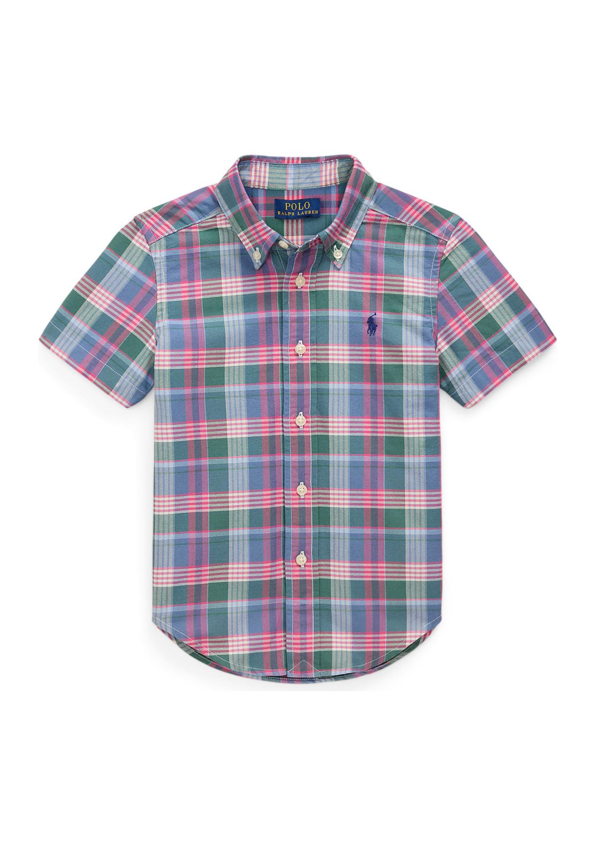 Boys 2-7 Plaid Cotton Oxford Short-Sleeve Shirt