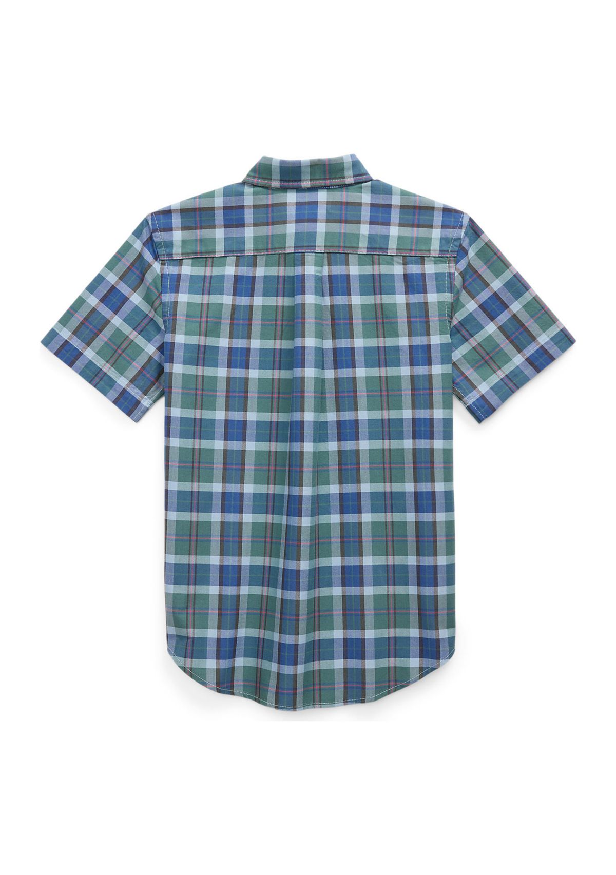 Boys 8-20 Plaid Cotton Oxford Short-Sleeve Shirt