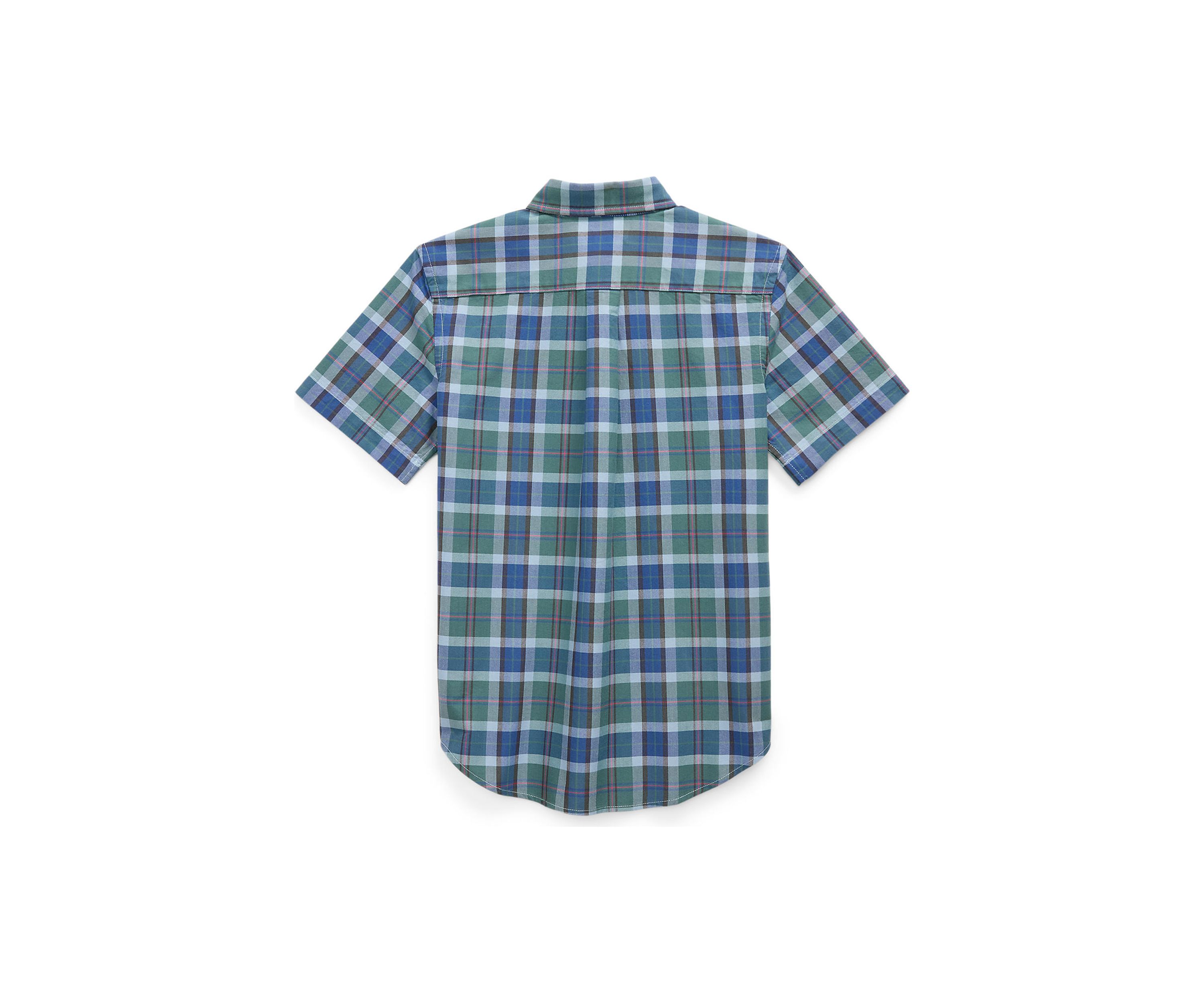 Boys 8-20 Plaid Cotton Oxford Short-Sleeve Shirt