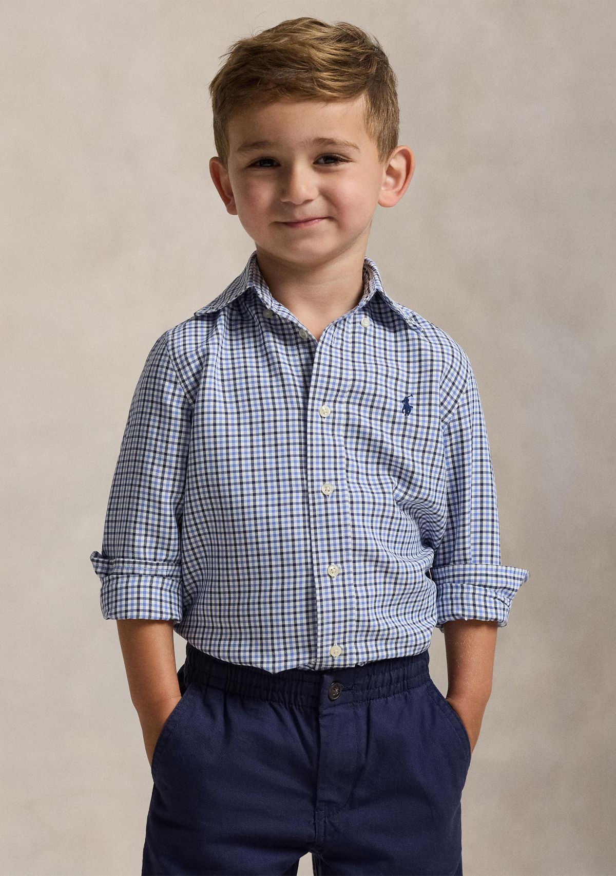 Boys 2-7 Gingham Performance Canvas Shirt