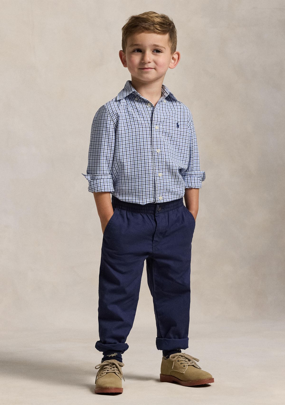 Boys 2-7 Gingham Performance Canvas Shirt