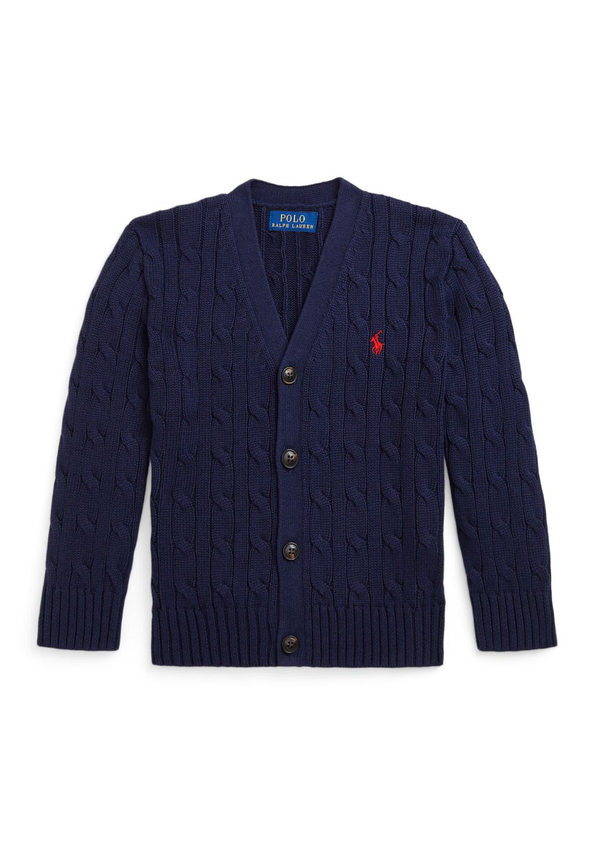 Boys 2-7 Cable-Knit Cotton V-Neck Cardigan