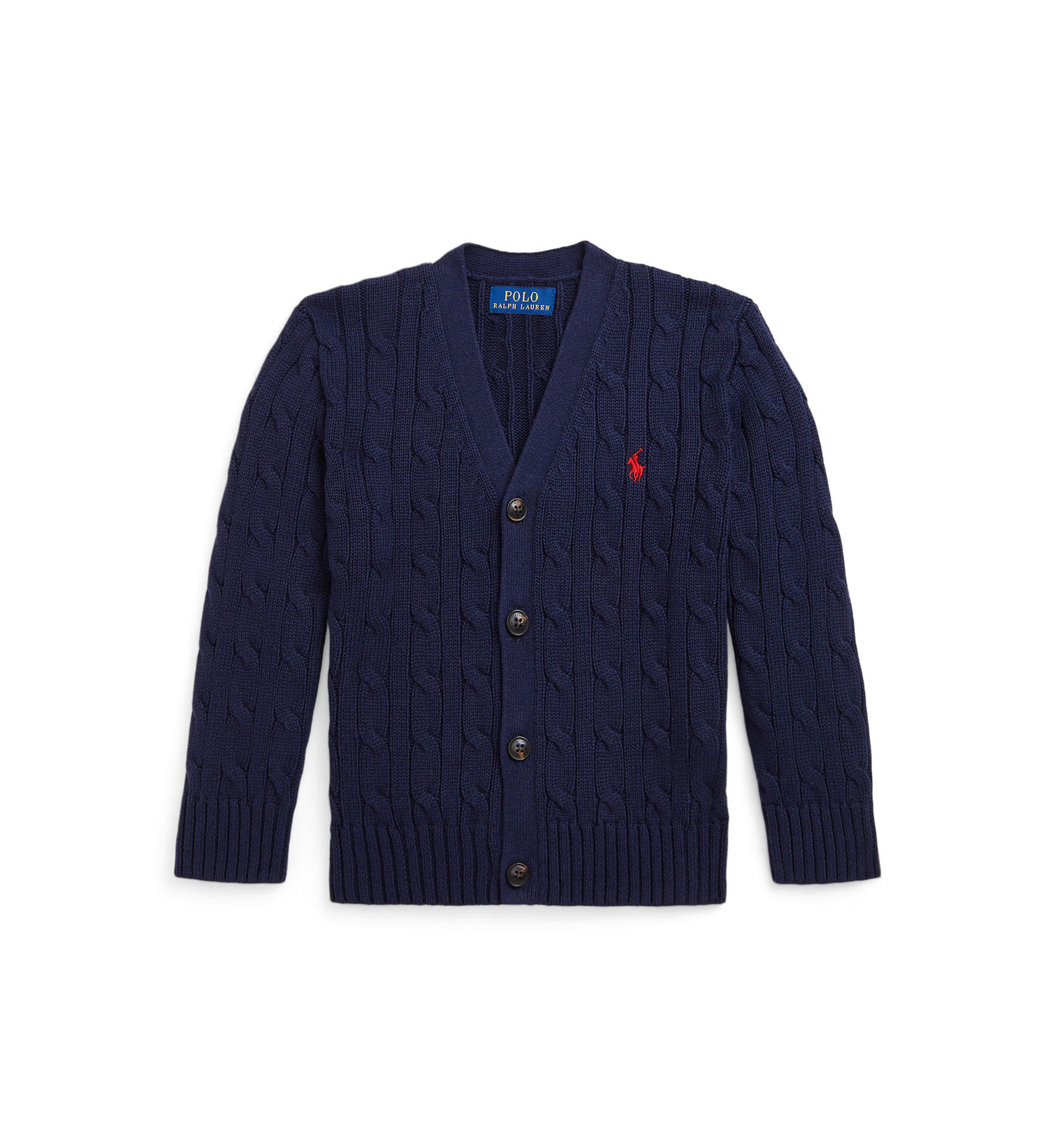 Boys 2-7 Cable-Knit Cotton V-Neck Cardigan