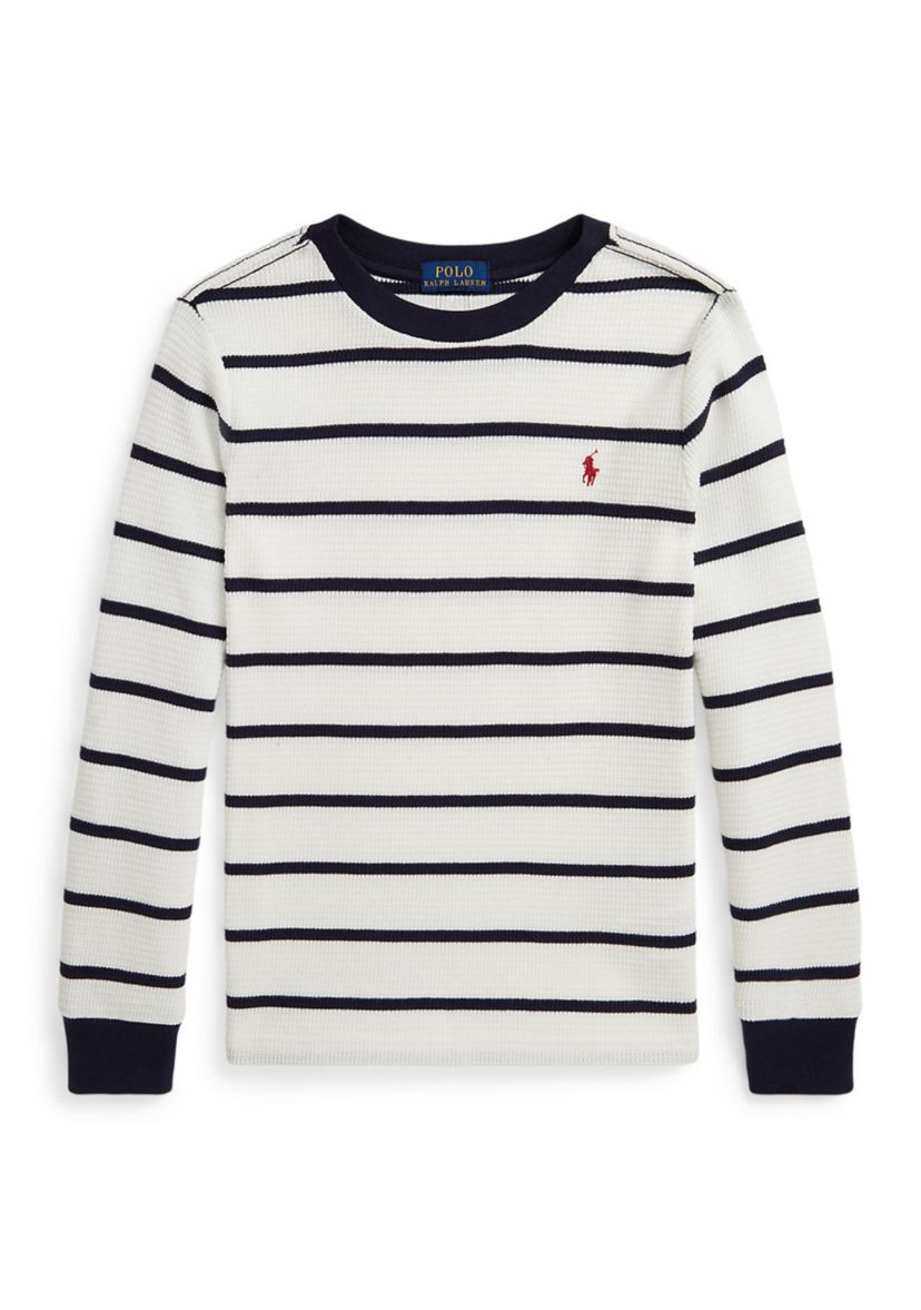 Boys 2-7 Striped Waffle Cotton Long-Sleeve T-Shirt