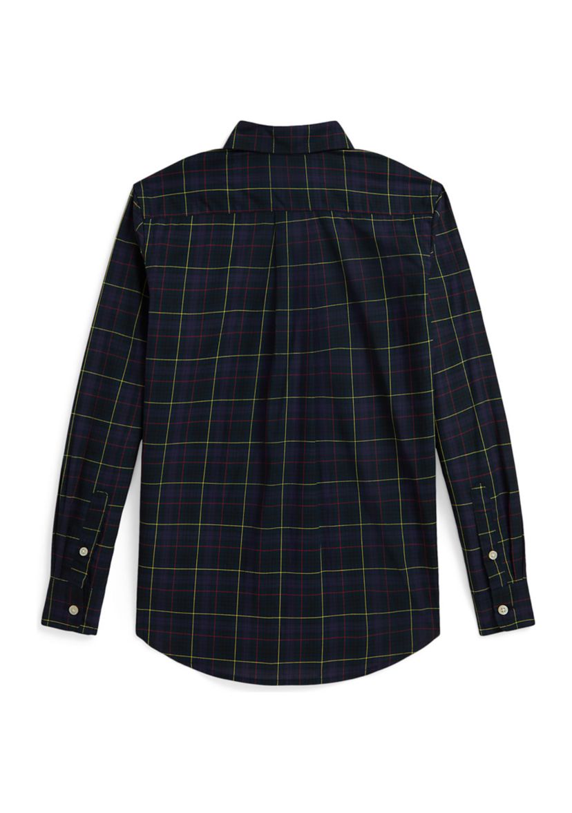 Boys 8-20 Plaid Cotton Poplin Shirt