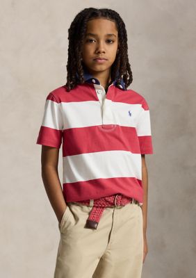 Ralph Lauren Childrenswear Boys 8-20 Striped Cotton Short-Sleeve Rugby Shirt, Large