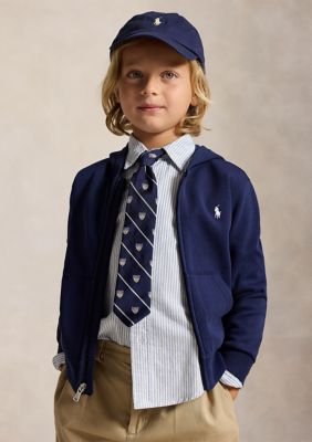 Ralph Lauren Childrenswear Boys 2-7 Double-Knit Full-Zip Hoodie, Navy Blue, 3