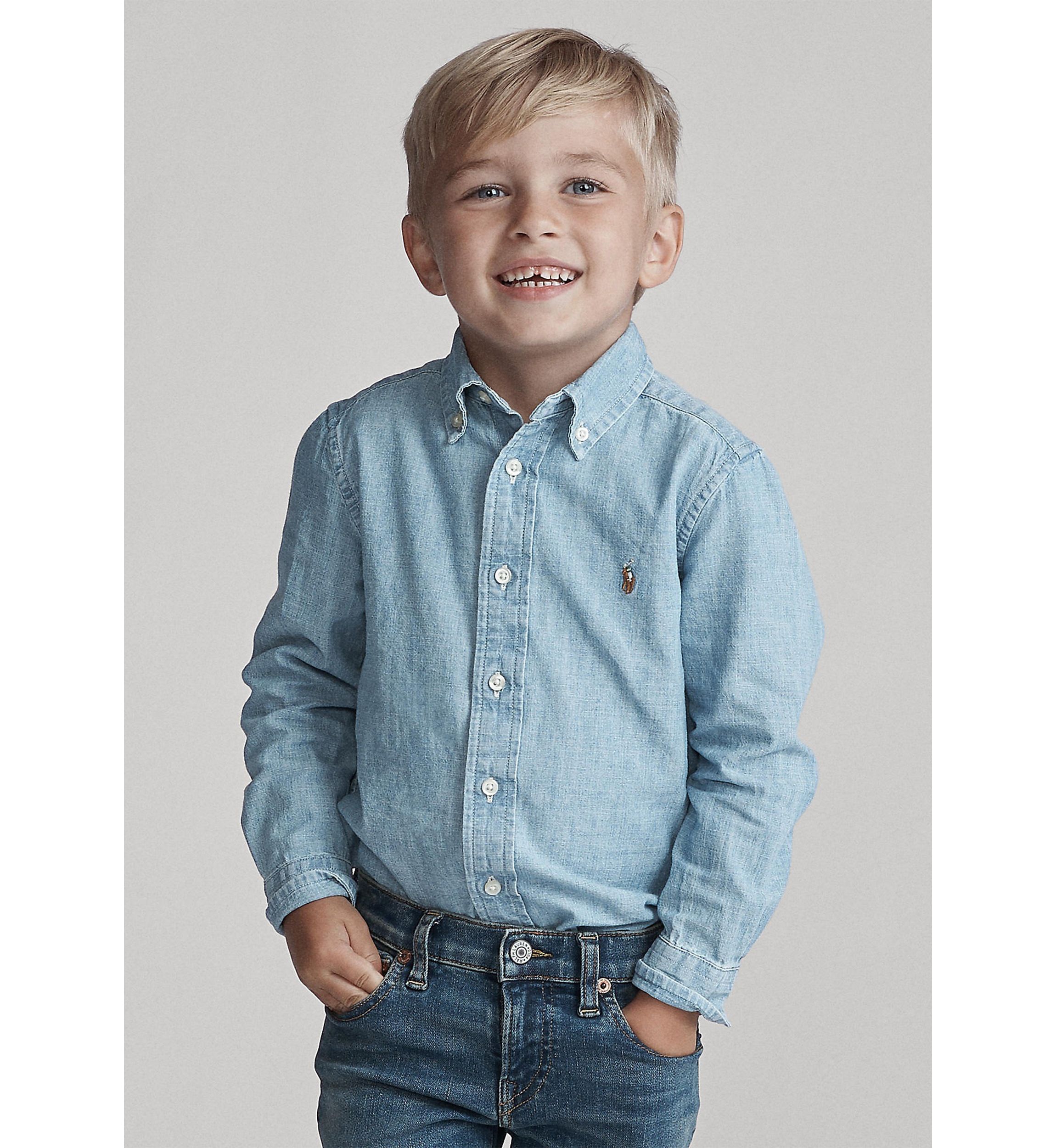 Boys 2-7 Indigo Cotton Chambray Shirt