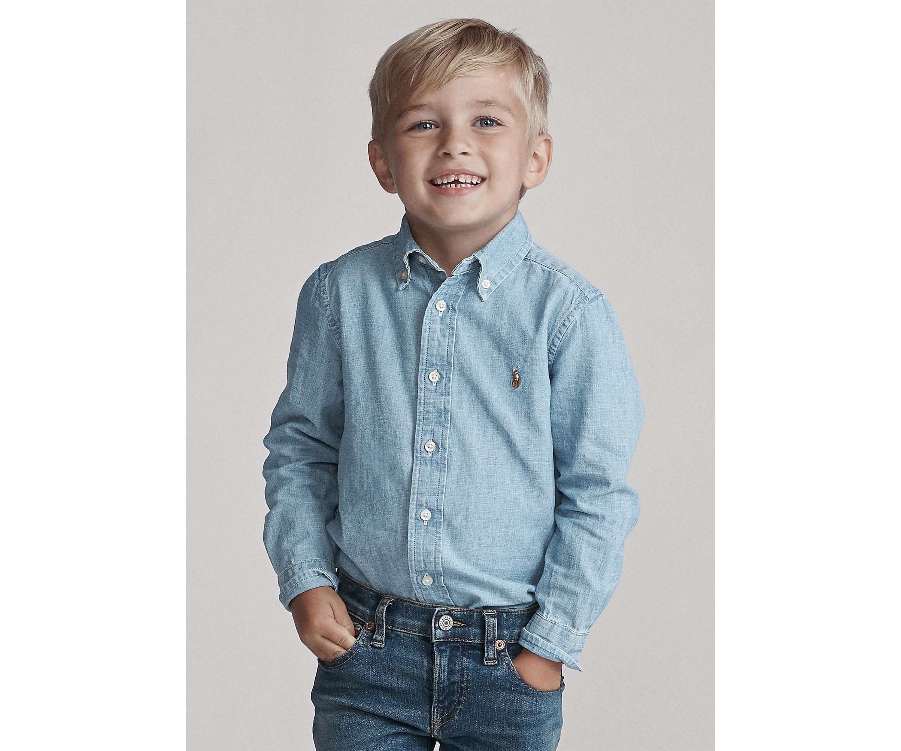 Boys 2-7 Indigo Cotton Chambray Shirt