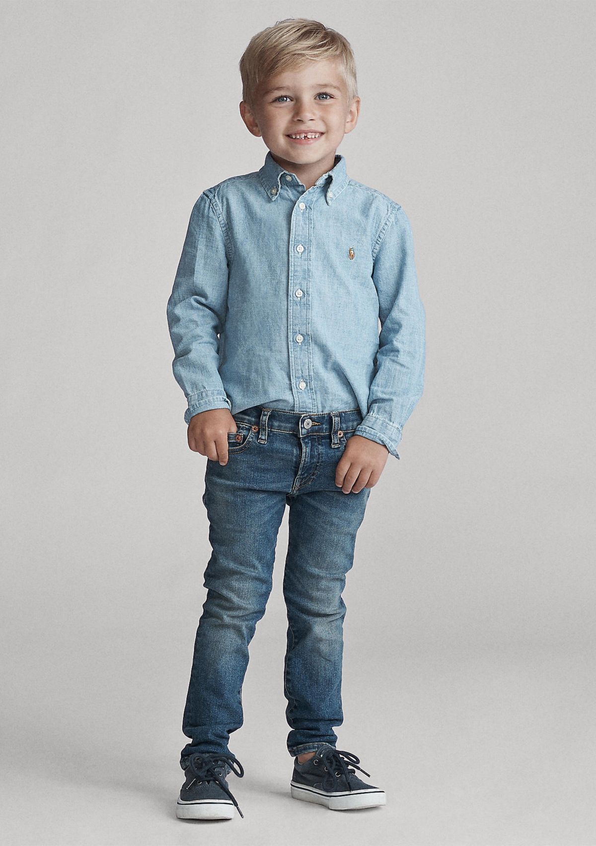Boys 2-7 Indigo Cotton Chambray Shirt