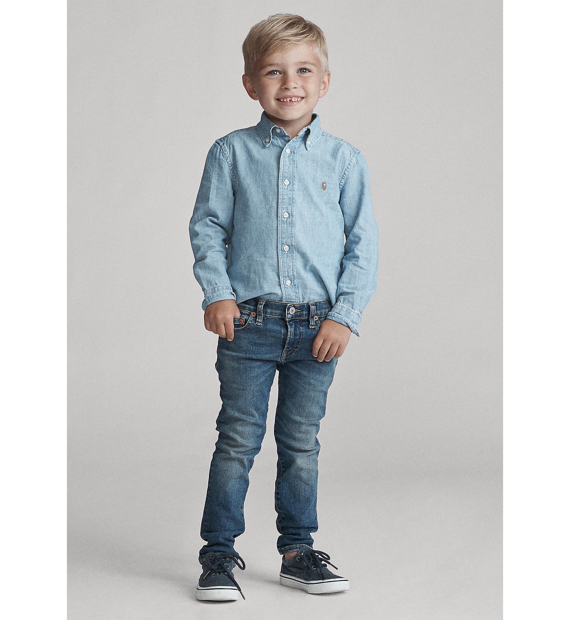 Boys 2-7 Indigo Cotton Chambray Shirt