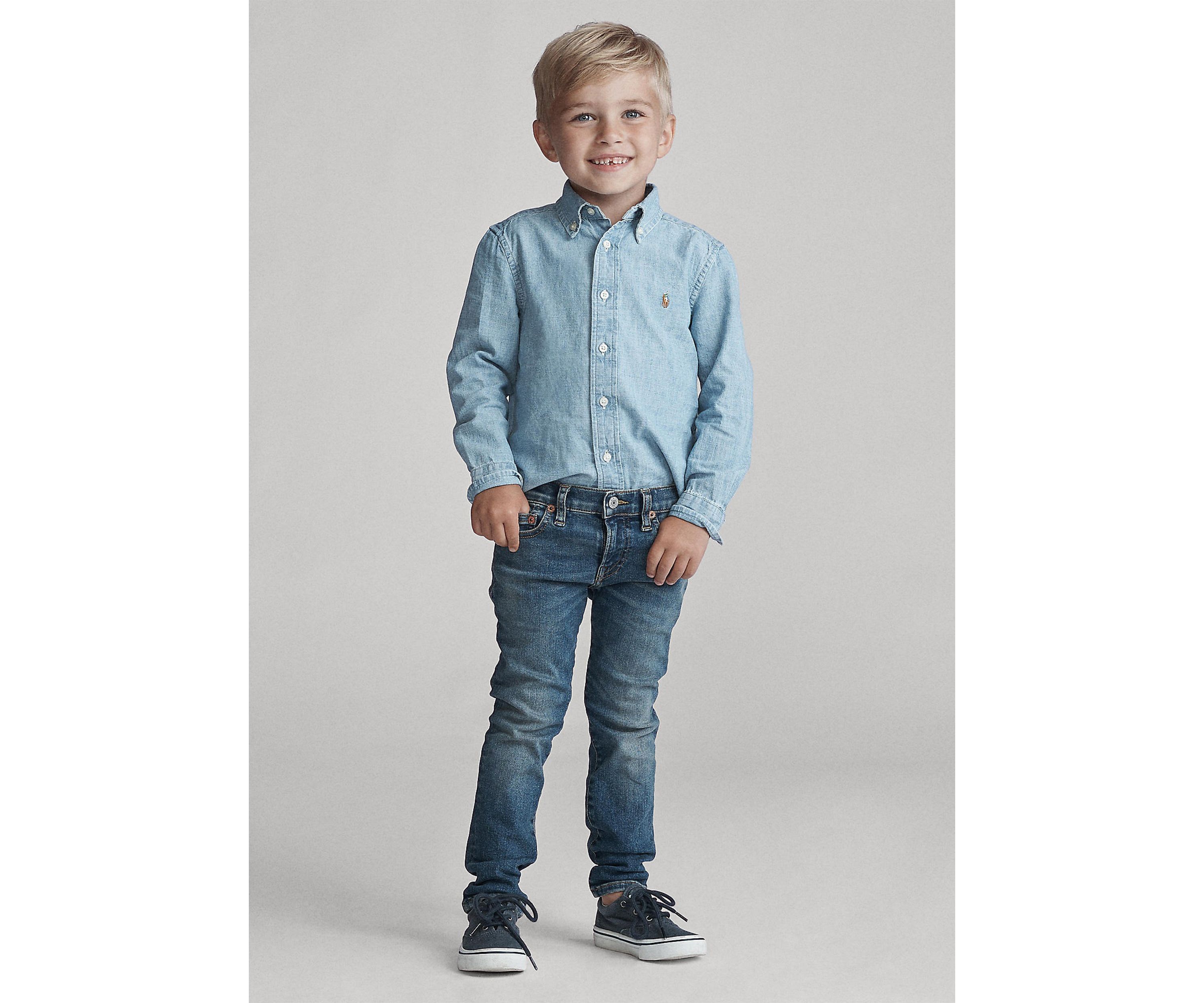 Boys 2-7 Indigo Cotton Chambray Shirt