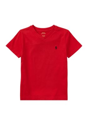Ralph Lauren Childrenswear Boys 4-7 Cotton Jersey V-Neck T-Shirt, Red, 3