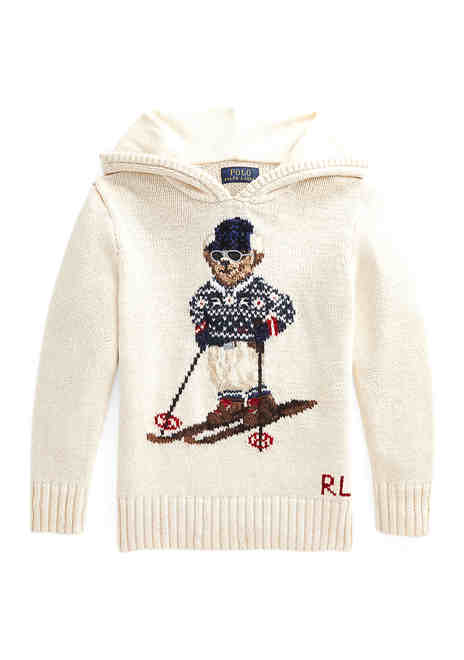폴로 랄프로렌 키즈 남아용 스웨터 Polo Ralph Lauren Kids Boys 4-7 Polo Bear Hooded Sweater,ANDOVER CREAM