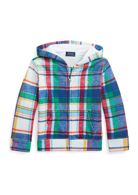 Ralph Lauren Childrenswear Boys 4-7 Madras-Print Fleece Full-Zip