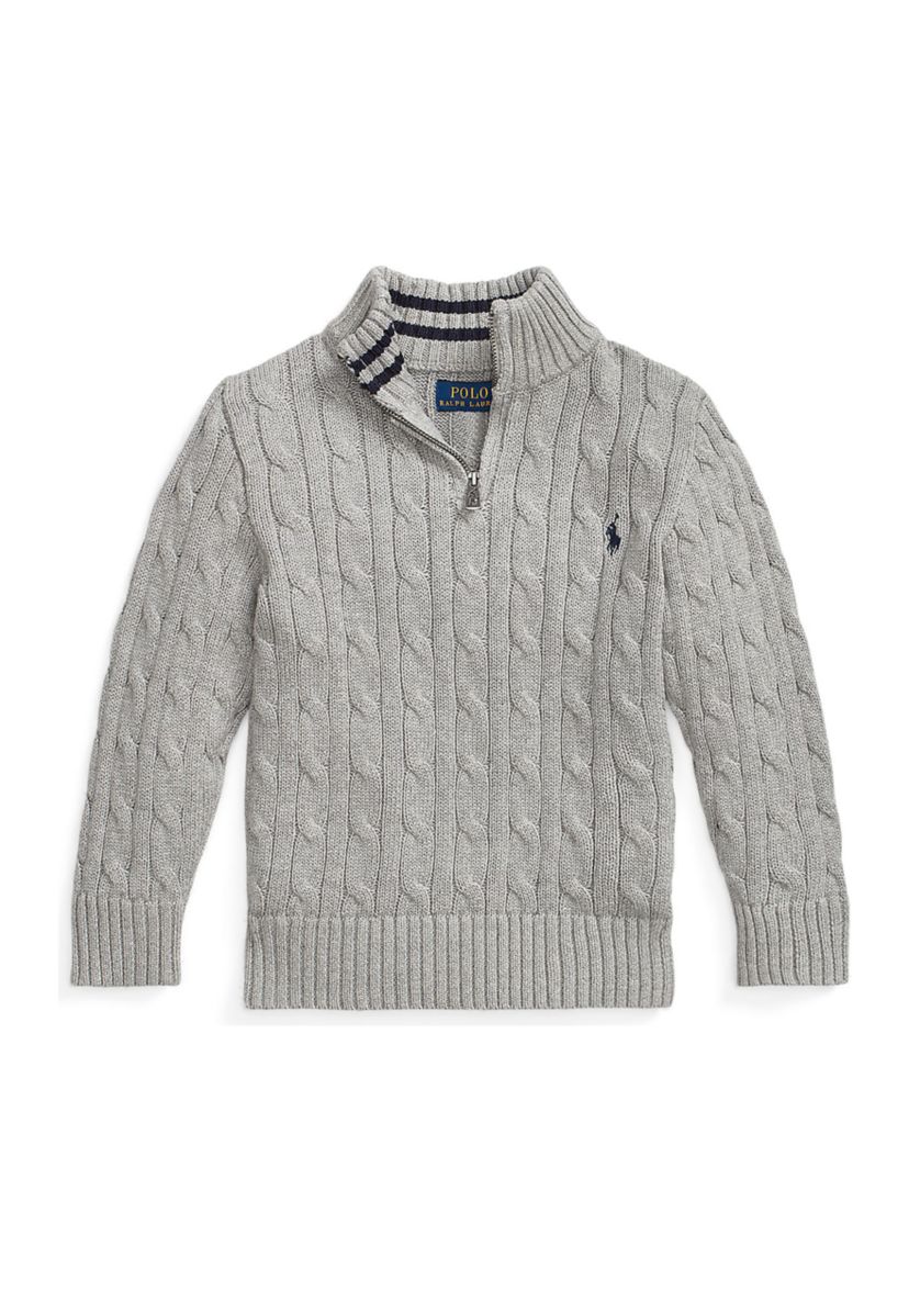 Boys 8-20 Cable Knit Cotton 1/4 Zip Sweater