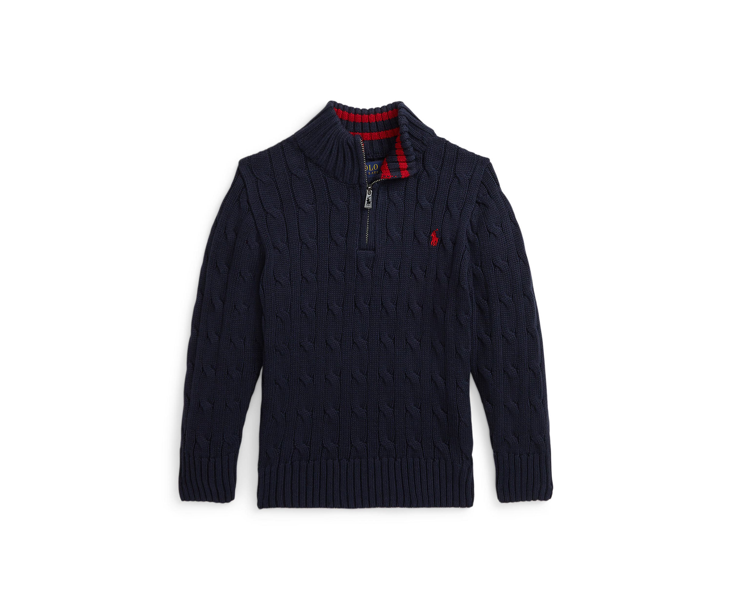 Boys 2-7 Cable-Knit Cotton 1/4 Zip Sweater
