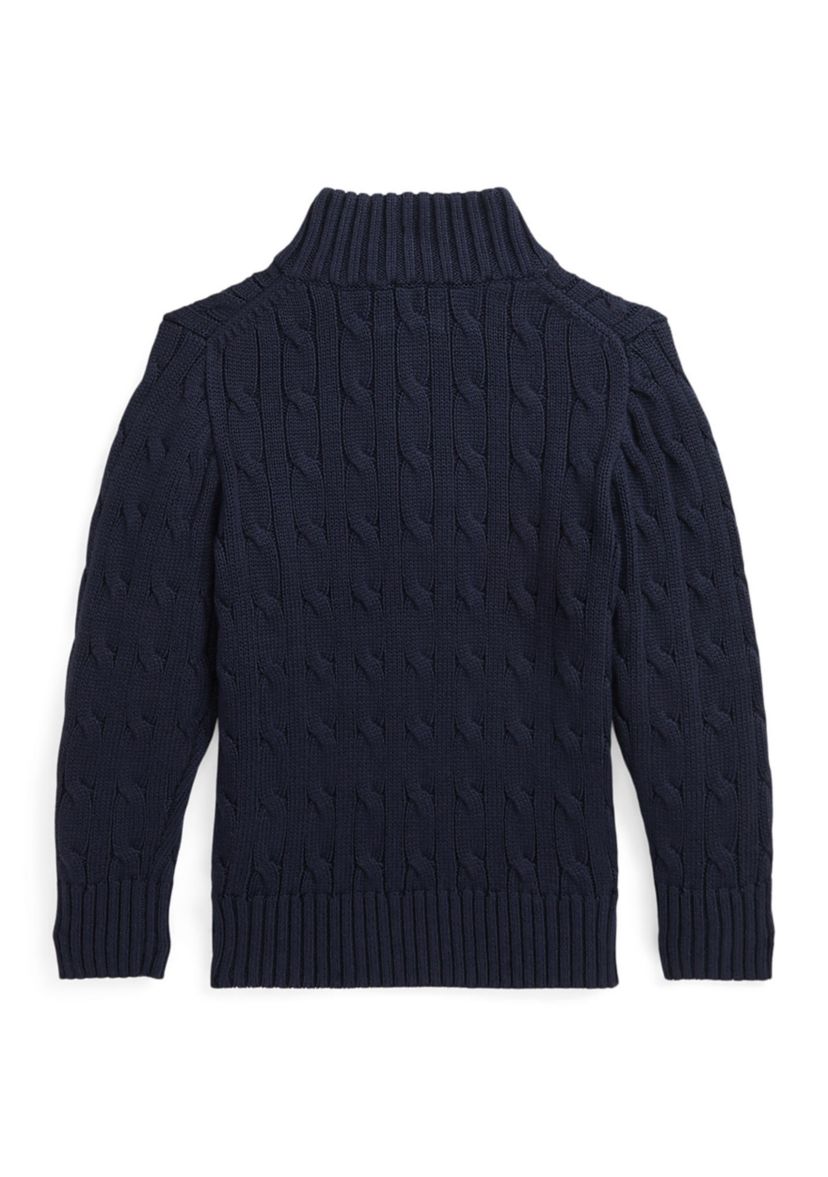 Boys 2-7 Cable-Knit Cotton 1/4 Zip Sweater