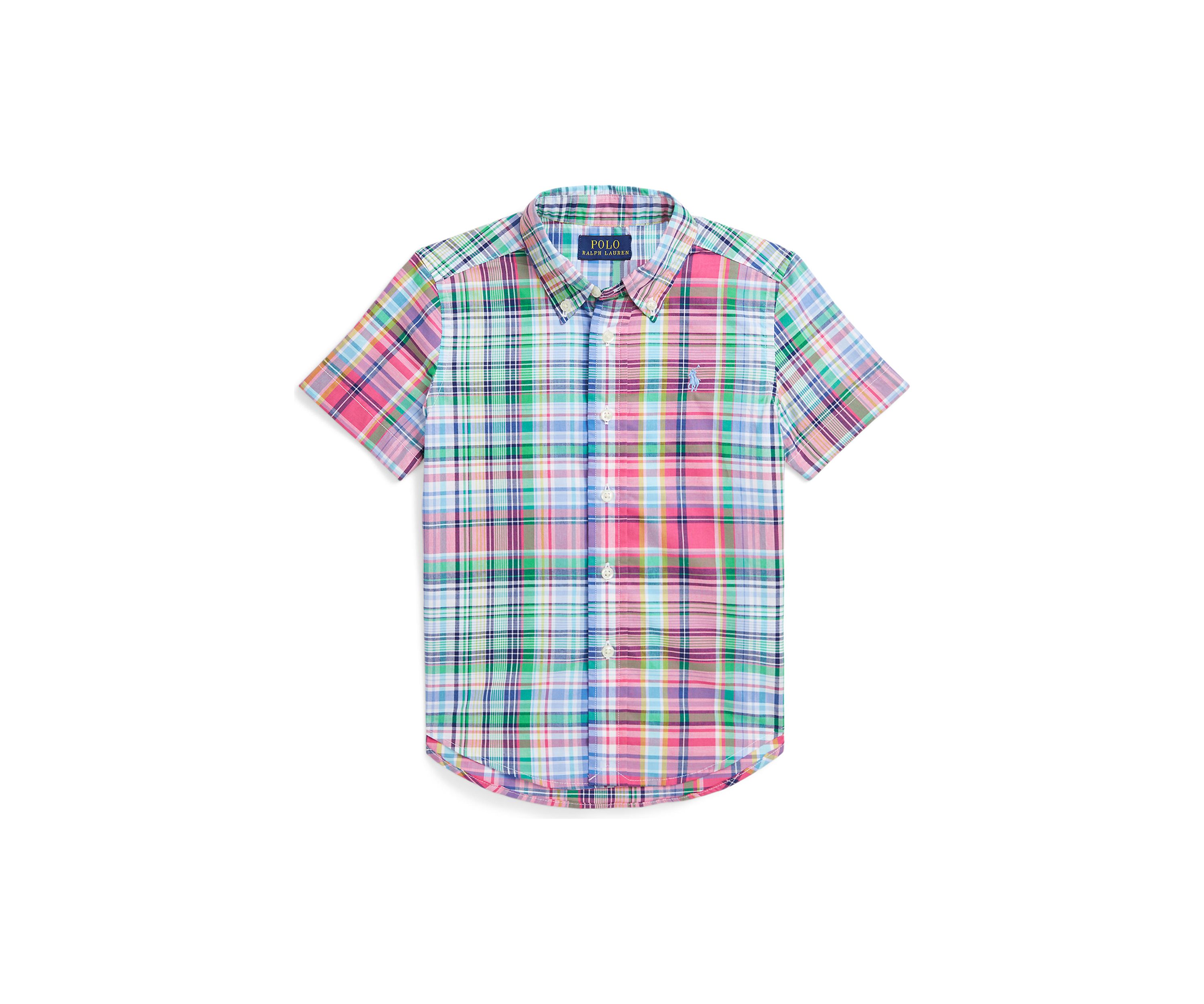 Boys 2-7 Plaid Cotton Poplin Short-Sleeve Shirt