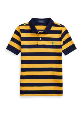 Ralph Lauren Childrenswear Boys 2-7 Striped Cotton Mesh Polo Shirt, Yellow, 5 -  0196231818474