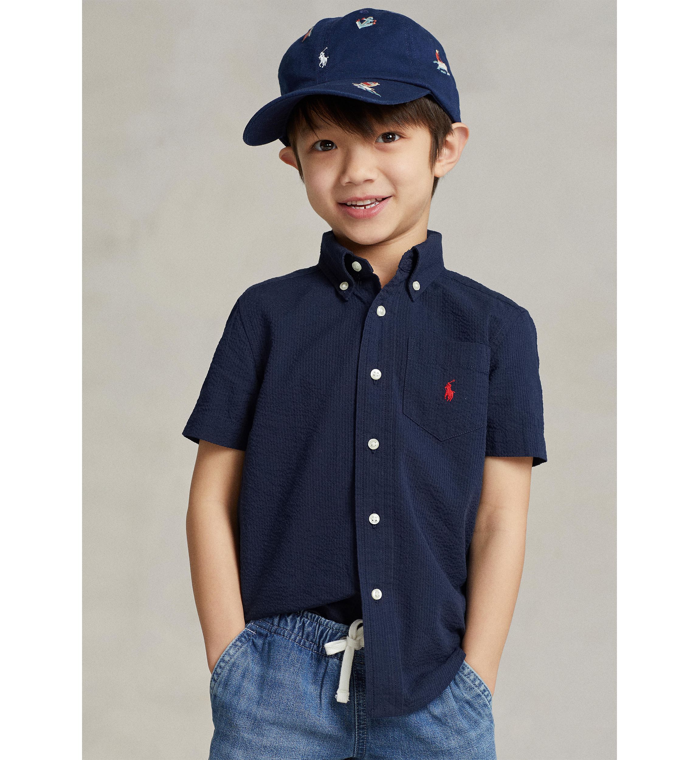 Boys 2-7 Cotton Seersucker Short Sleeve Shirt