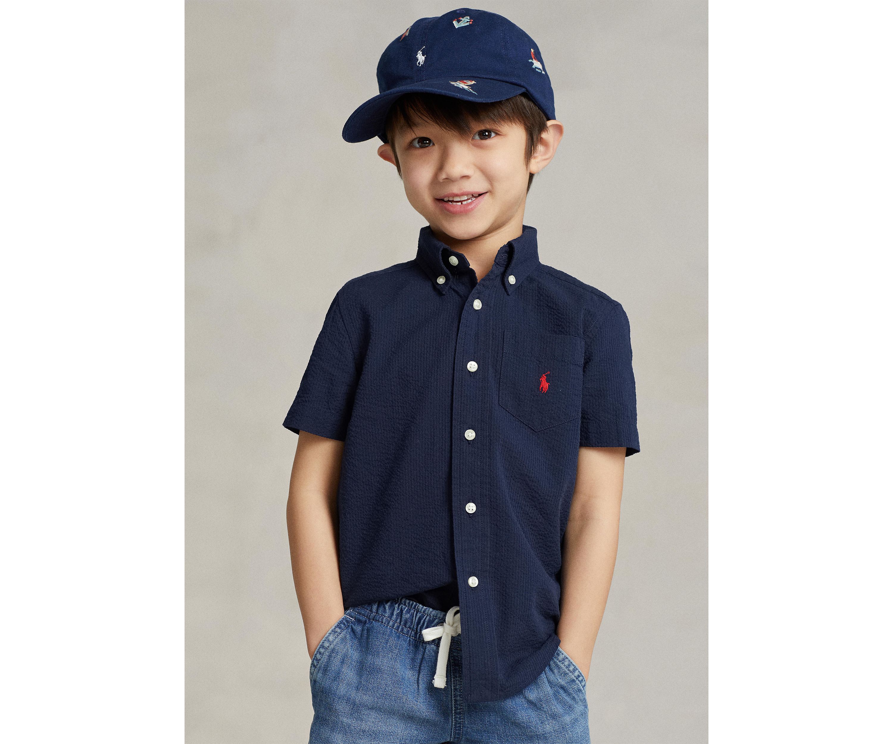 Boys 2-7 Cotton Seersucker Short Sleeve Shirt