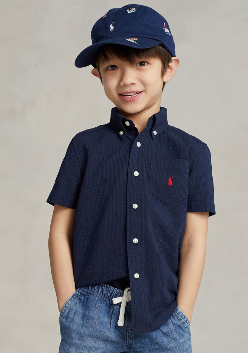 Boys 2-7 Cotton Seersucker Short Sleeve Shirt