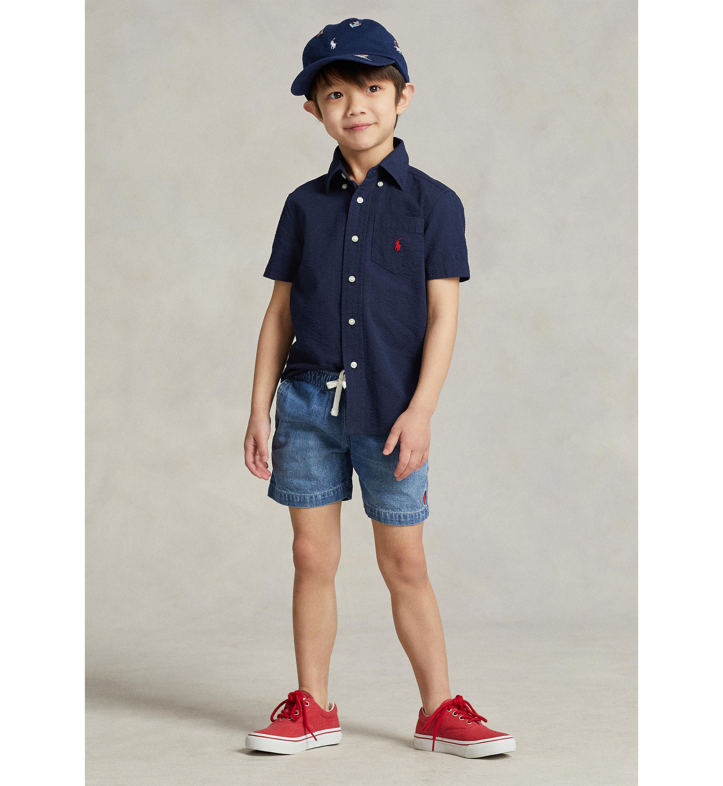 Boys 2-7 Cotton Seersucker Short Sleeve Shirt