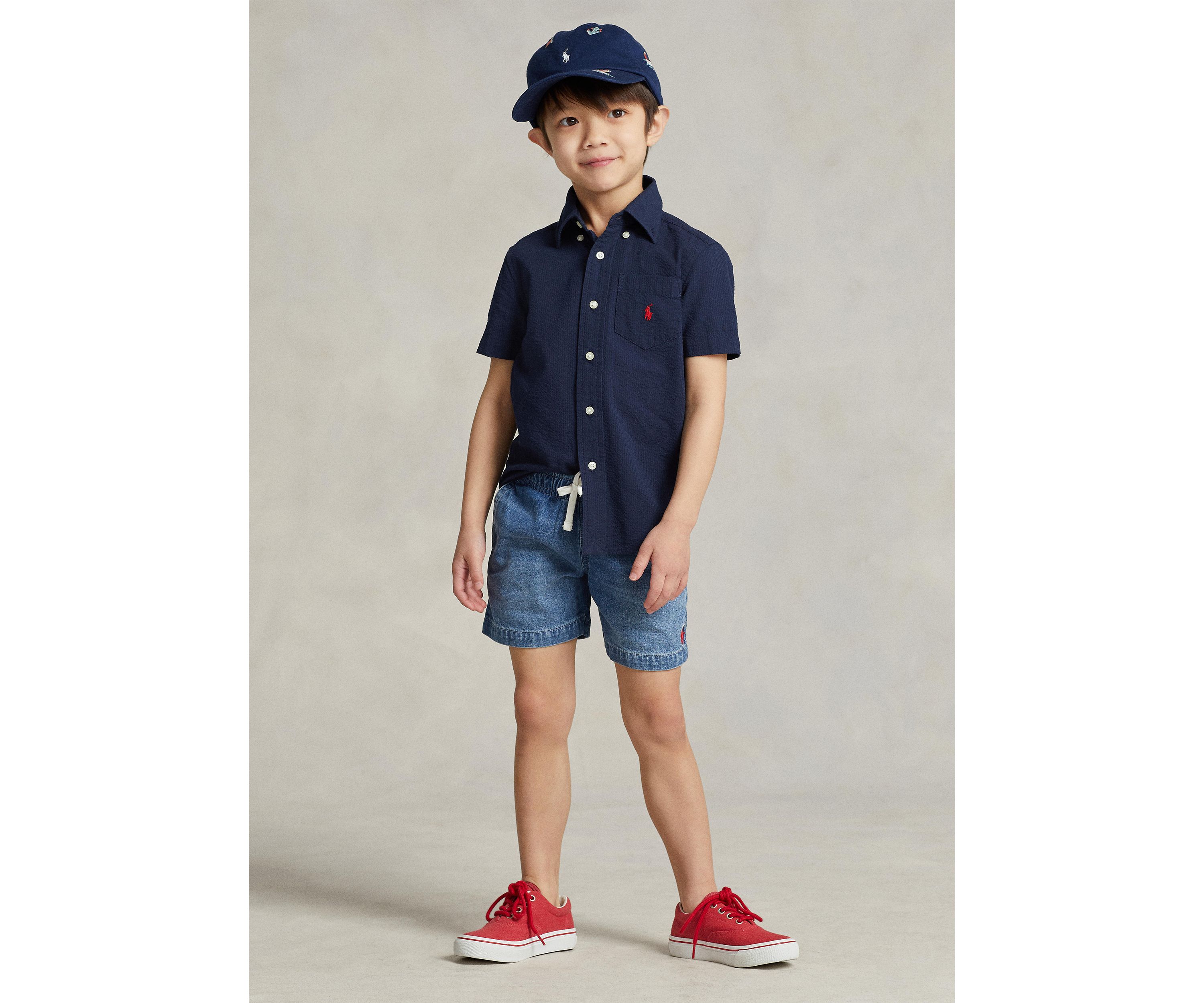 Boys 2-7 Cotton Seersucker Short Sleeve Shirt