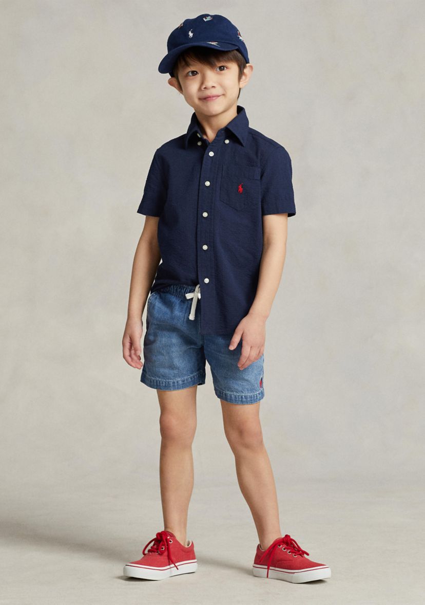 Boys 2-7 Cotton Seersucker Short Sleeve Shirt