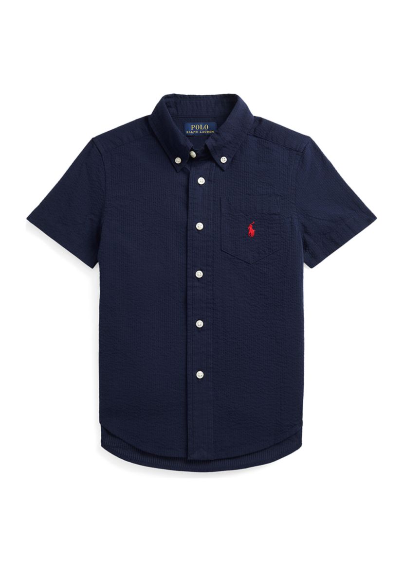 Boys 2-7 Cotton Seersucker Short Sleeve Shirt