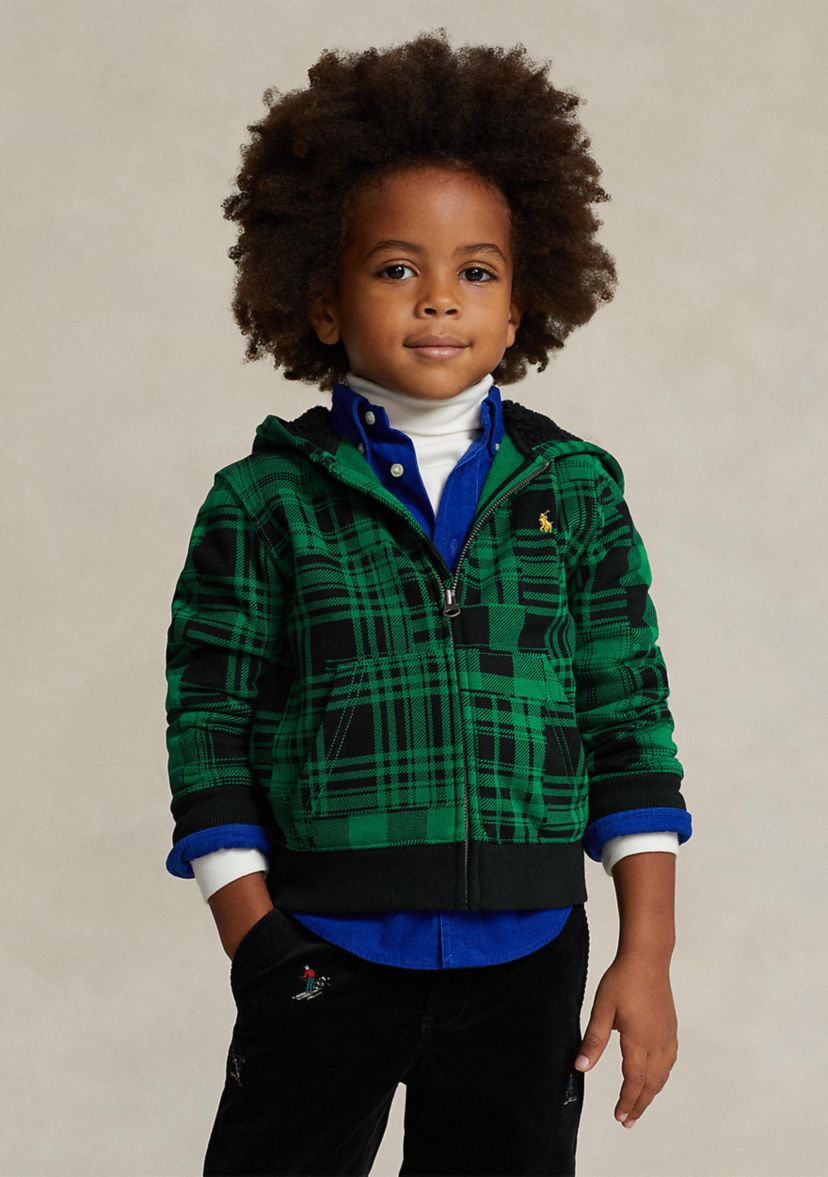 Bpys 2-7 Plaid Fleece Full Zip Hoodie