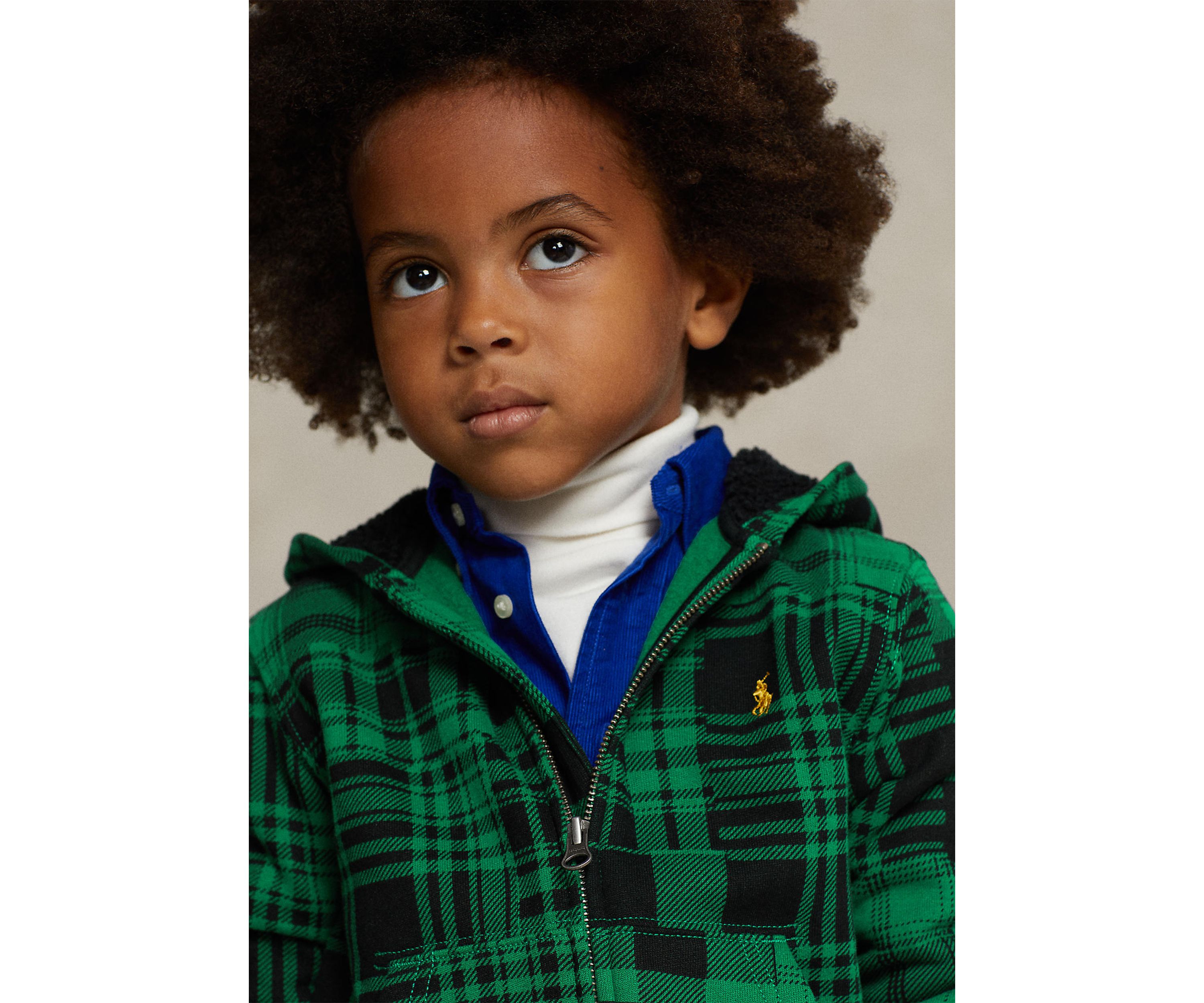 Bpys 2-7 Plaid Fleece Full Zip Hoodie