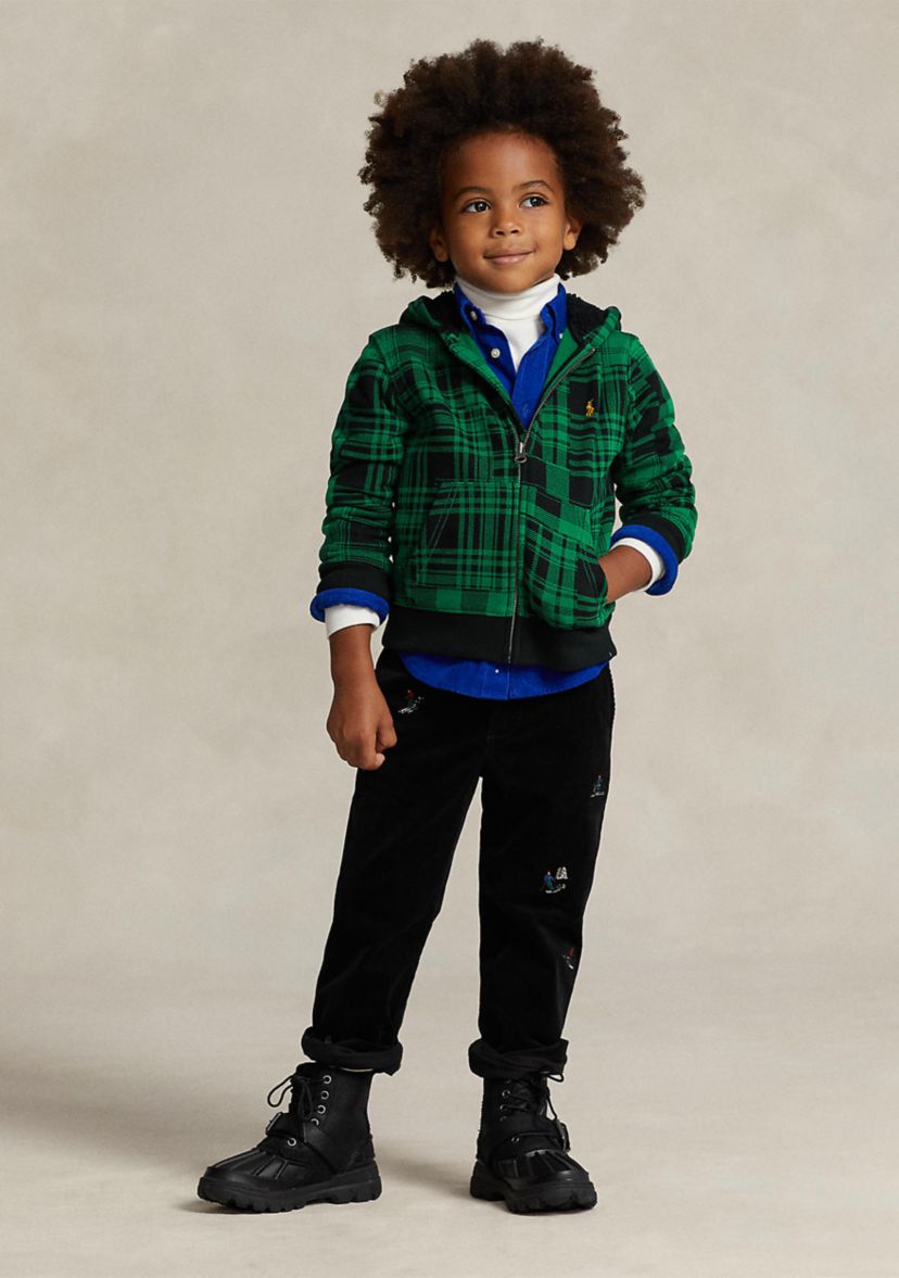 Bpys 2-7 Plaid Fleece Full Zip Hoodie