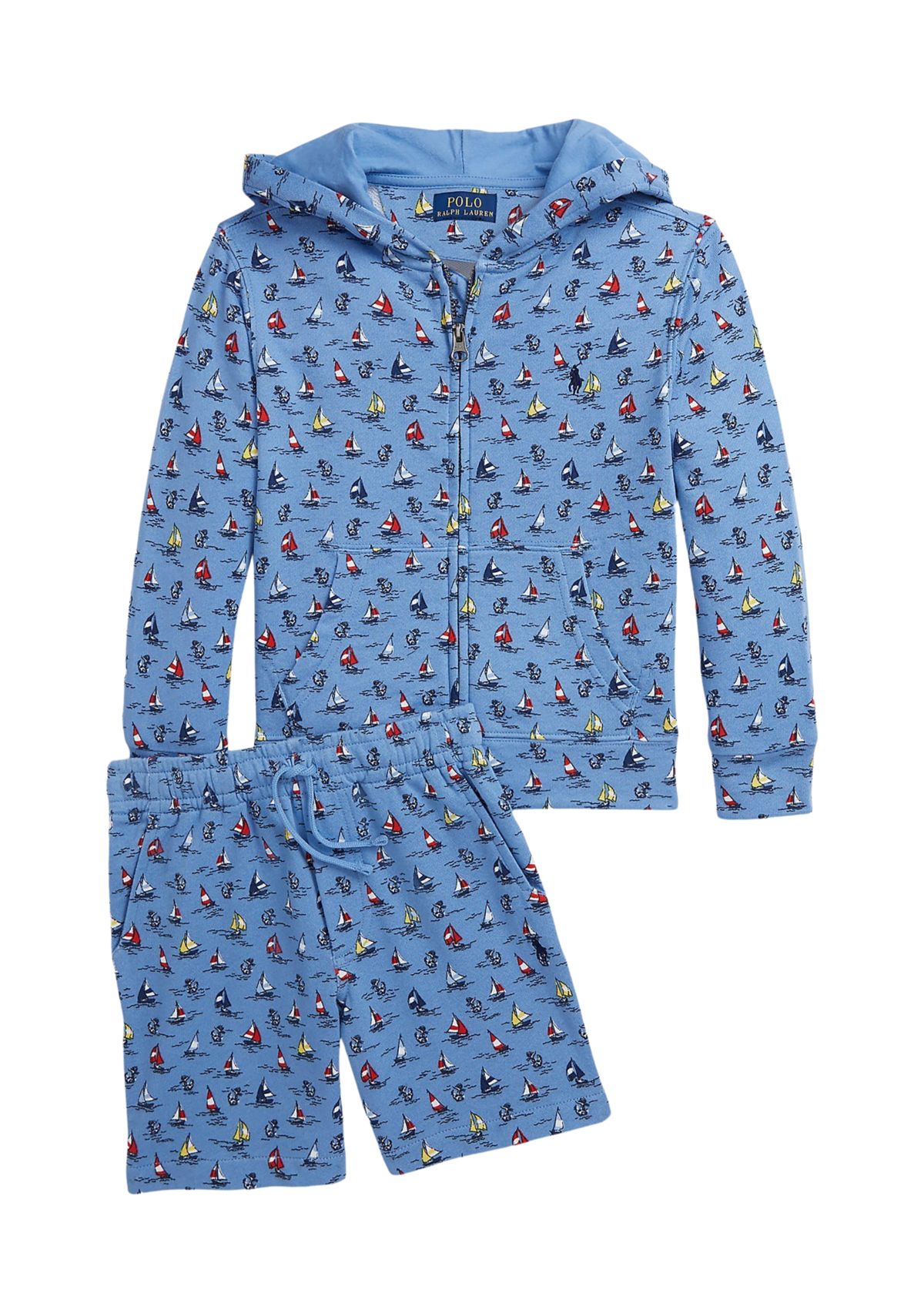 Boys 2-7 Sailboat Print Spa Terry Full Zip Hoodie