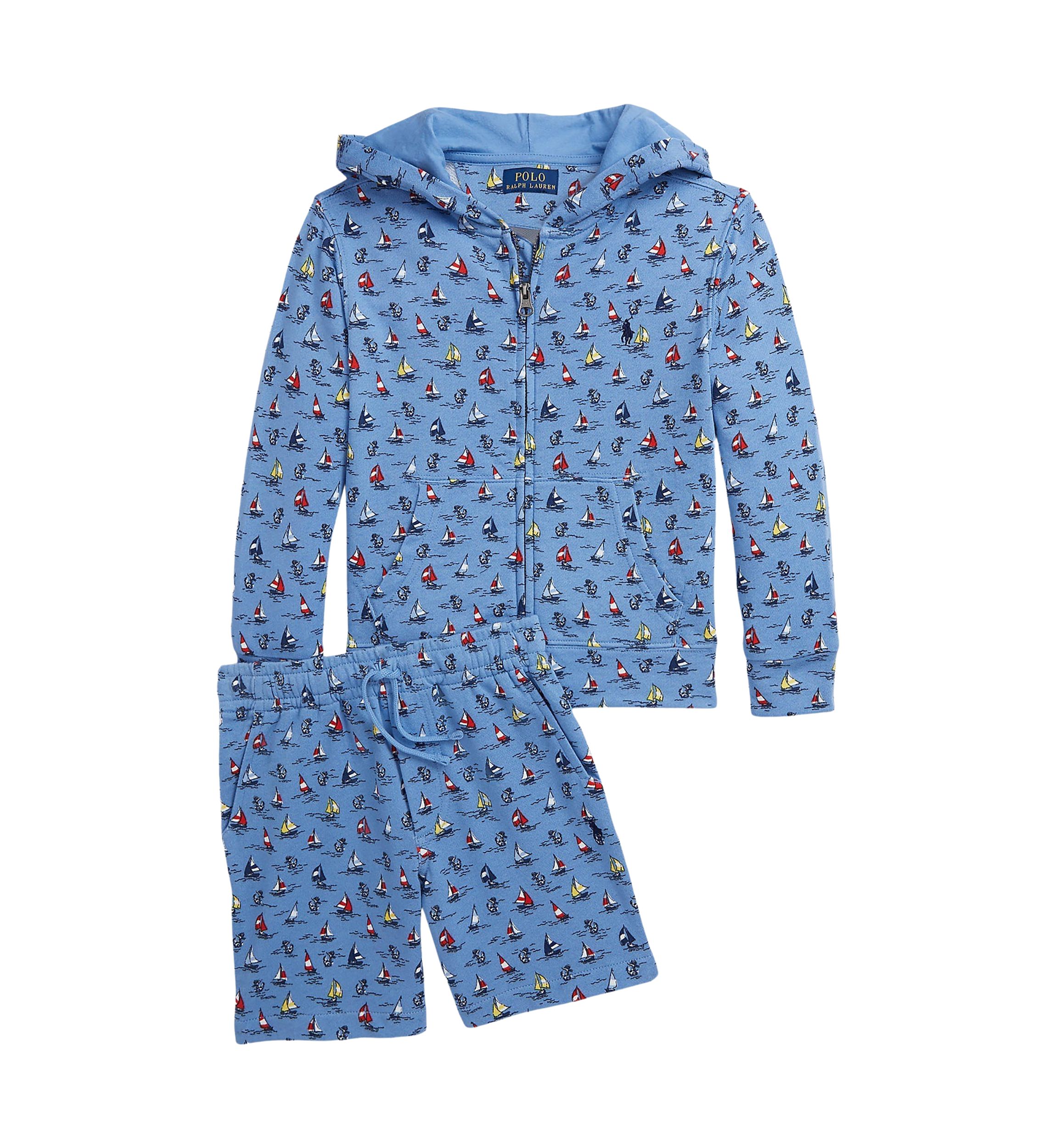 Boys 2-7 Sailboat Print Spa Terry Full Zip Hoodie