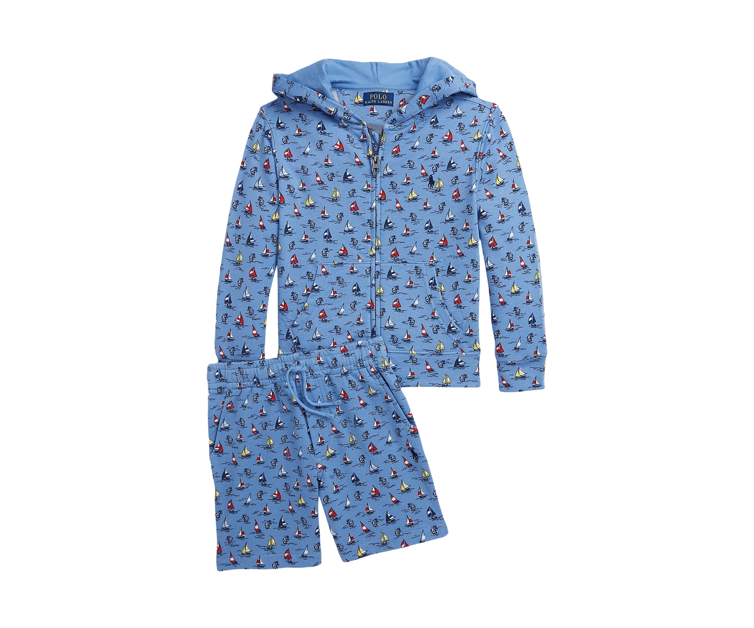 Boys 2-7 Sailboat Print Spa Terry Full Zip Hoodie