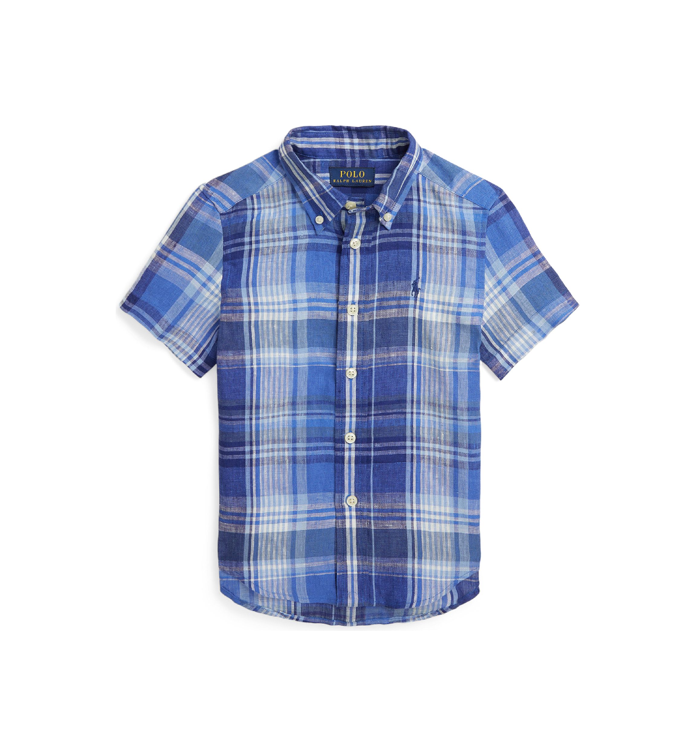 Boys 2-7 Plaid Linen Short Sleeve Shirt