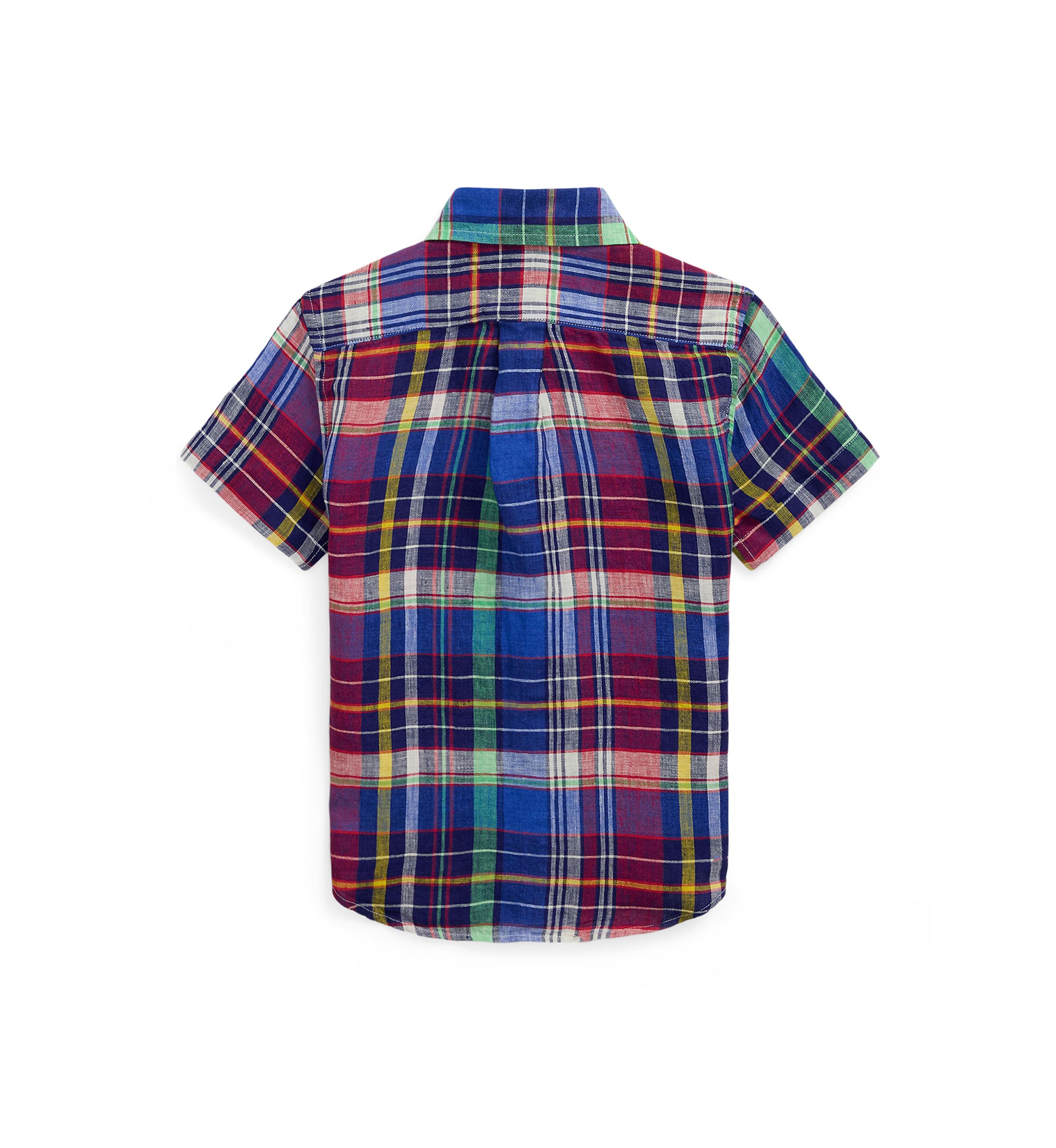 Boys 2-7 Plaid Linen Short Sleeve Shirt
